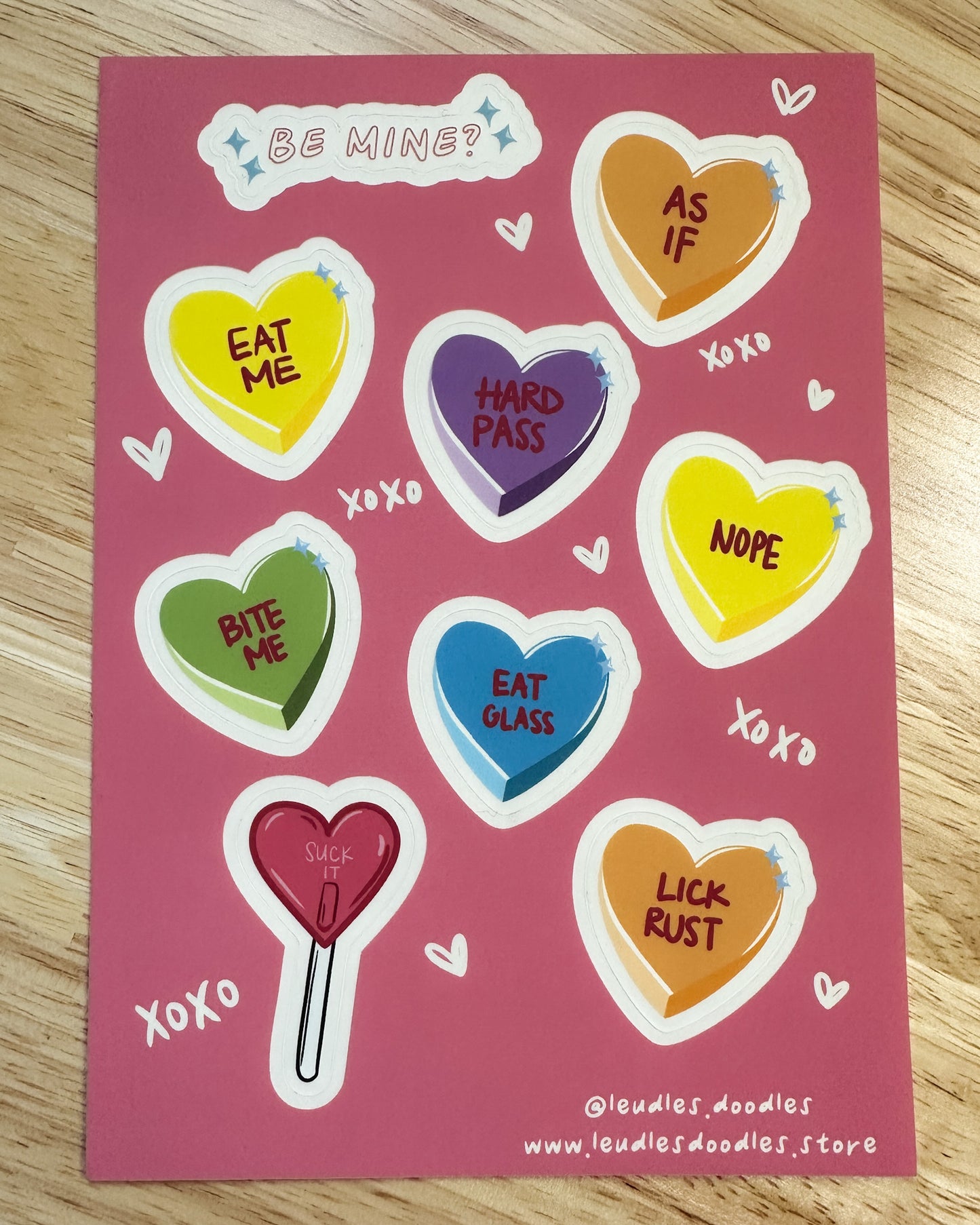 Be Mine Conversation Hearts (5x7 Sticker Sheet)