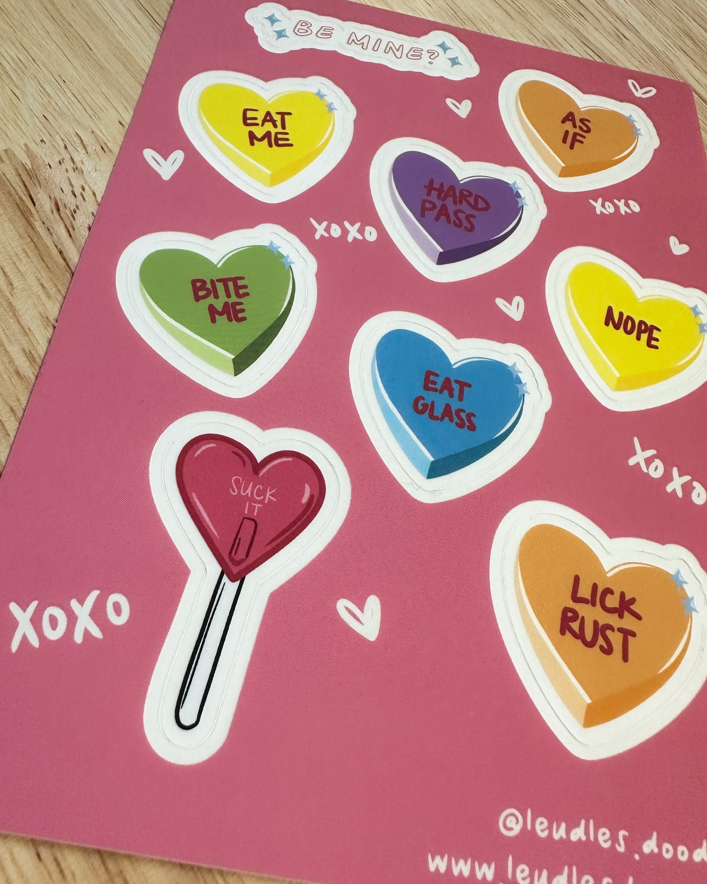 Be Mine Conversation Hearts (5x7 Sticker Sheet)