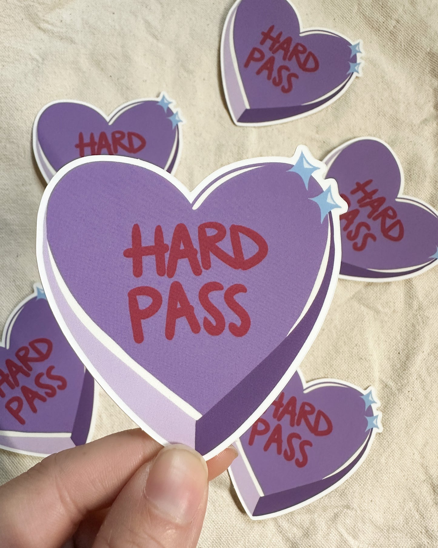 "Hard Pass" Conversation Heart (Matte Vinyl Die Cut Sticker)