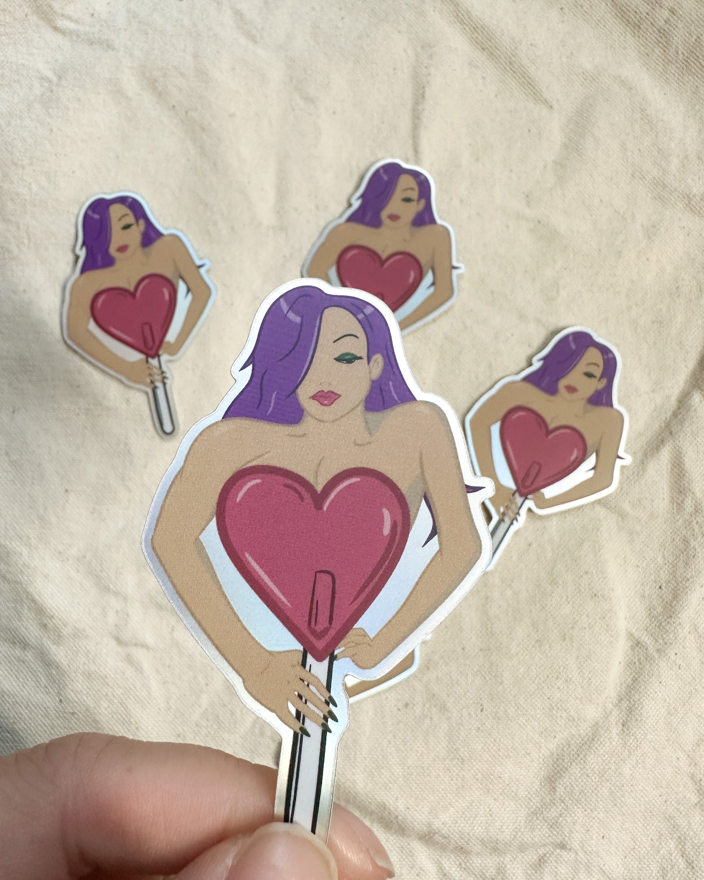 Valentina Muscle Mommy Lollipop Sticker (Matte Holographic)