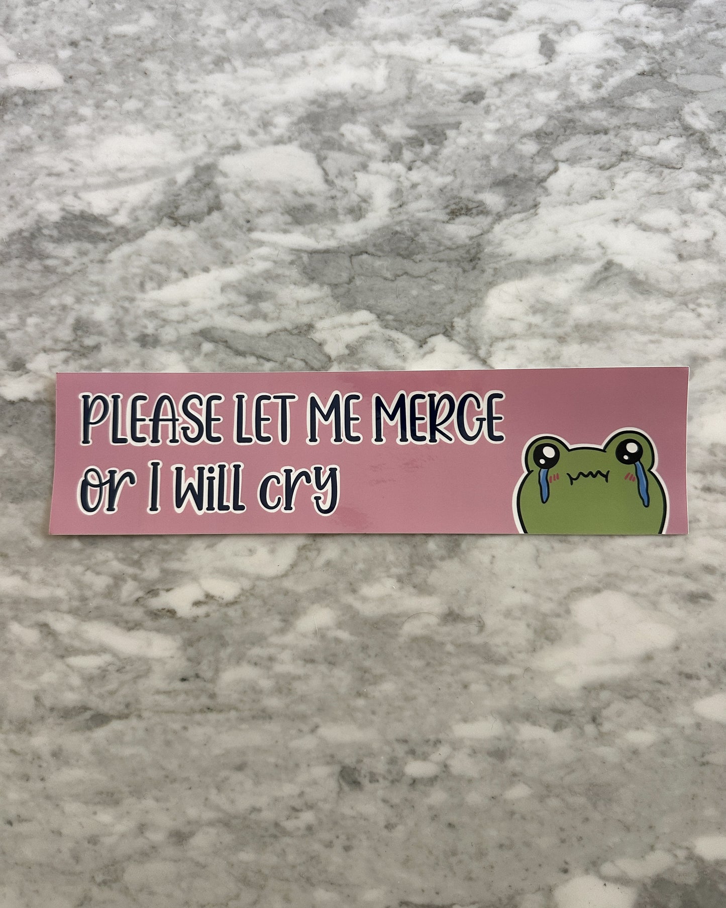 Please Let Me Merge Frog Bumper Sticker