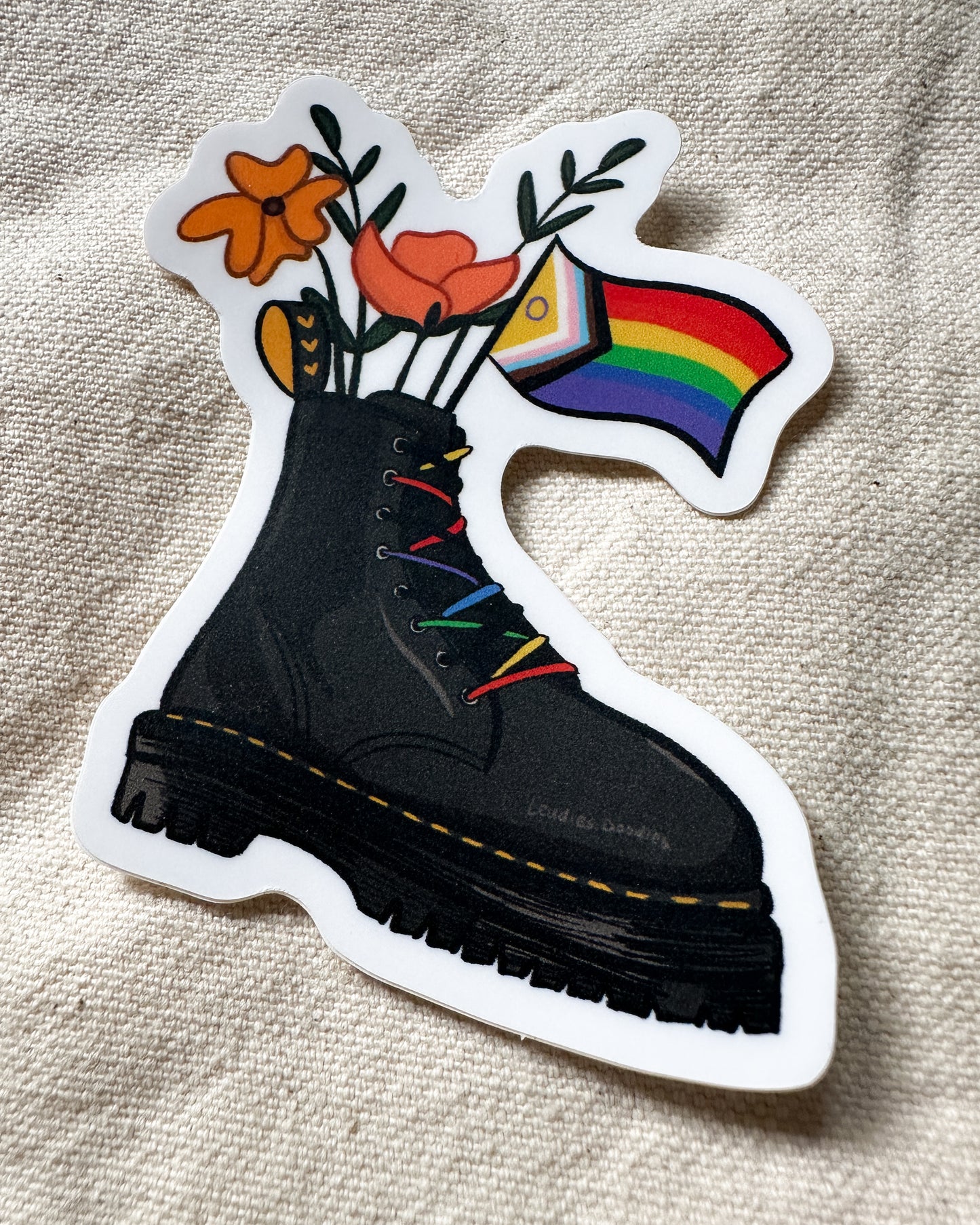 Pride Flag Combat Boot Bouquet Sticker (Matte)