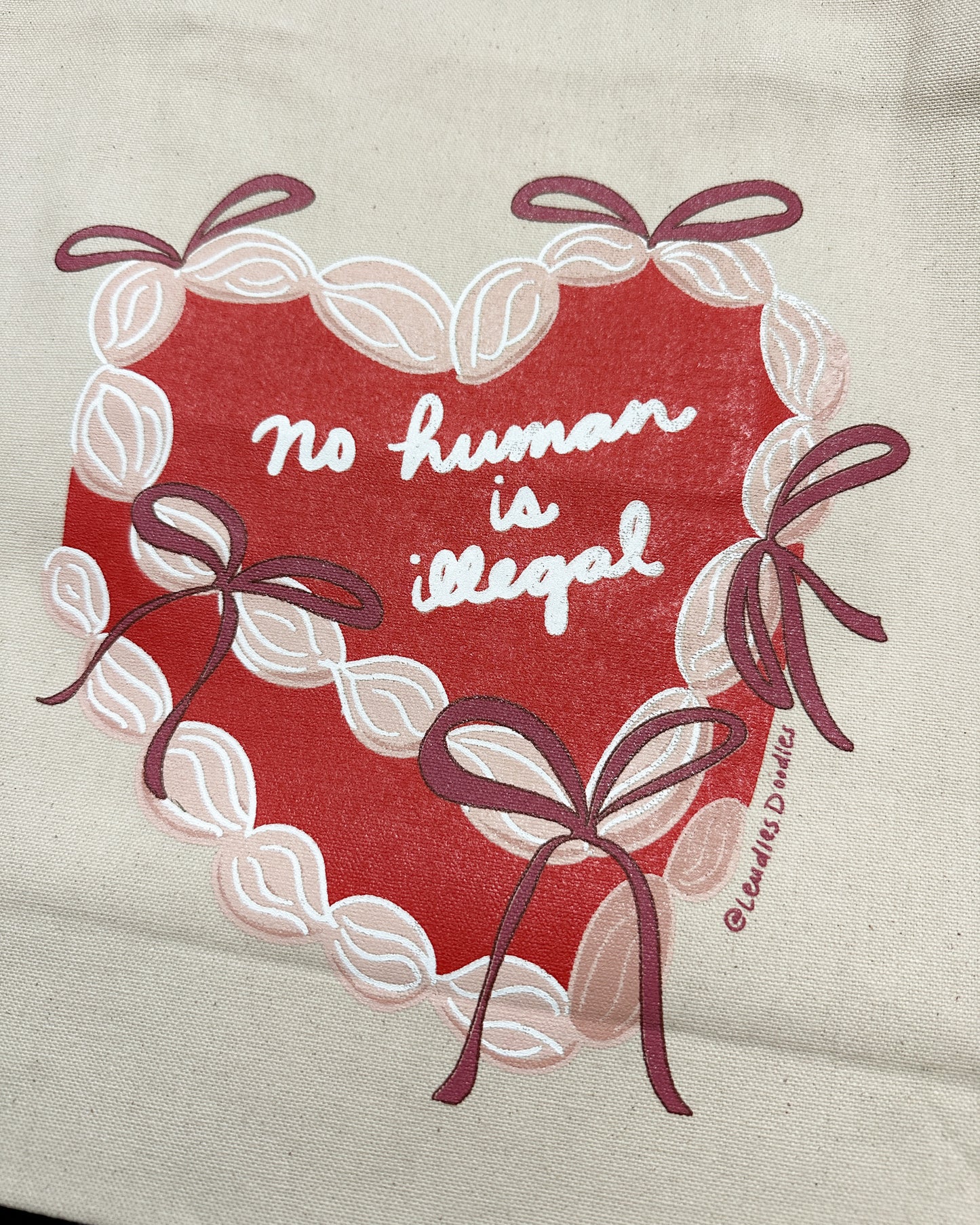 No Human Is Illegal Tote Bag (with Zipper Closure and Inside Pocket)