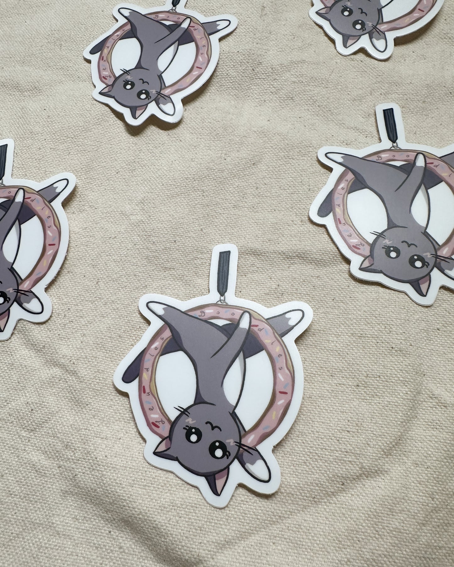 Cat on Donut Lyra Hoop Sticker (Matte)