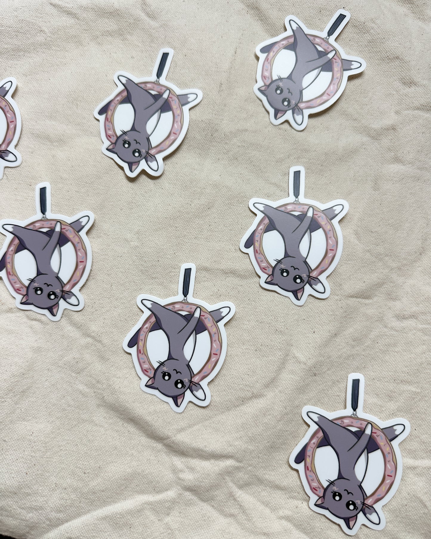 Cat on Donut Lyra Hoop Sticker (Matte)