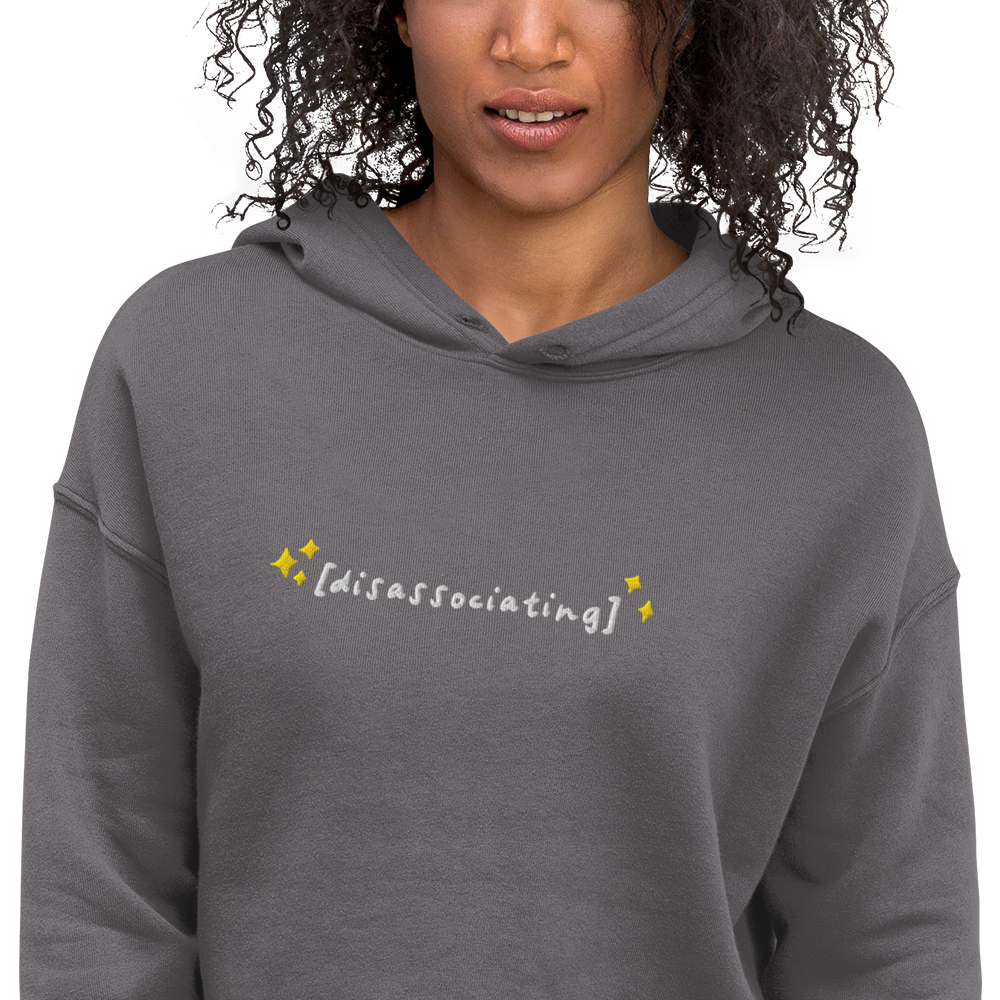 Disassociating Embroidered Crop Hoodie