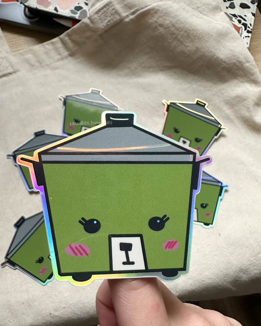 Cute Datong Rice Cooker 大同電鍋 (Glossy Holographic Vinyl Die Cut Sticker)