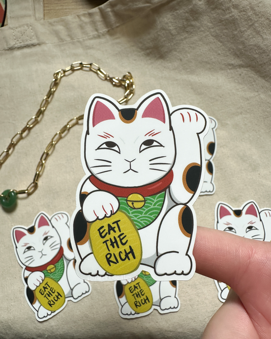 Eat the Rich Lucky Cat 招財貓 (Matte Die Cut Sticker)