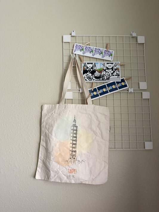 Taipei 101 Tote Bag, 12oz Organic Cotton