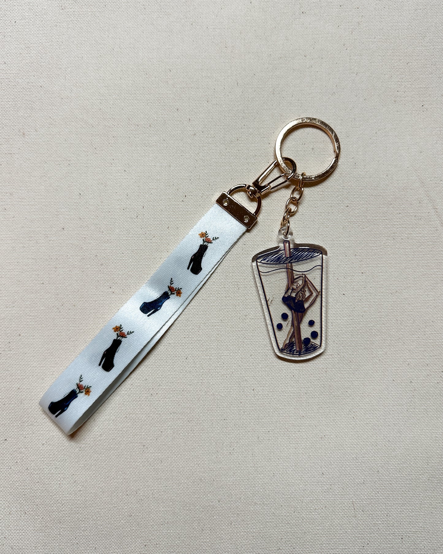 Boba Pearl Dancer Wristlet Lanyard Keychain