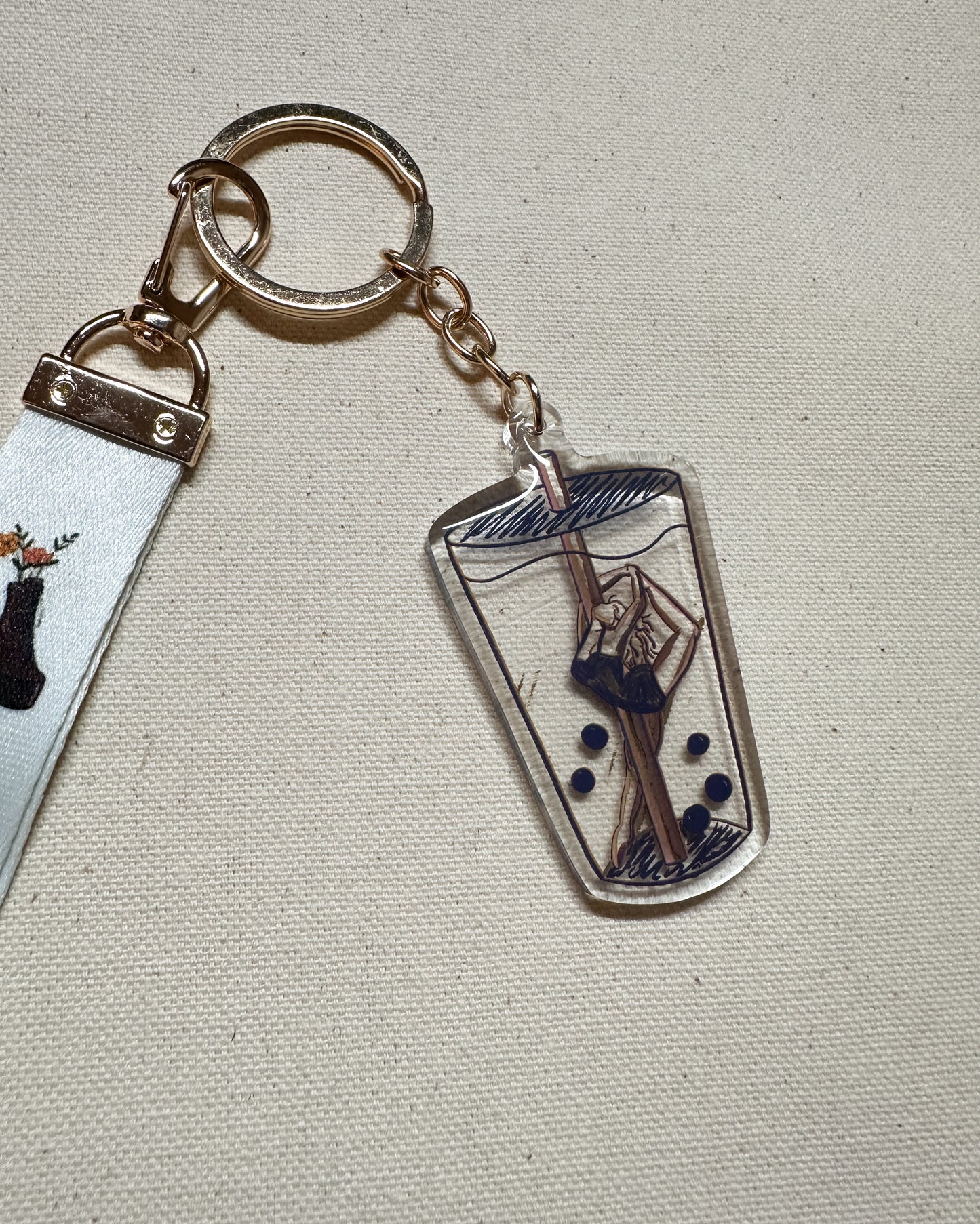 Boba Pearl Dancer Wristlet Lanyard Keychain