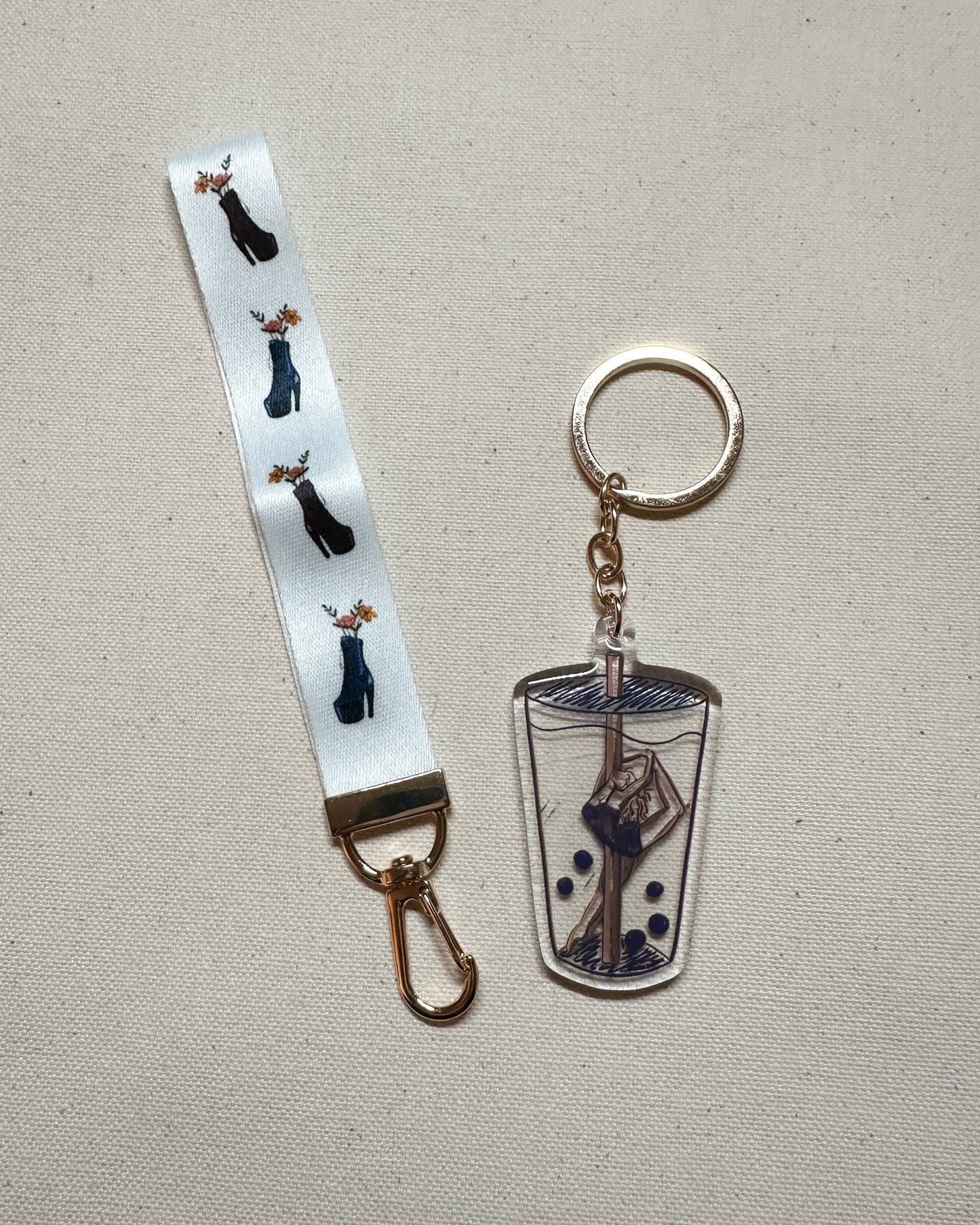 Boba Pearl Dancer Wristlet Lanyard Keychain