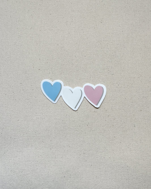 Transgender Subtle Pride Hearts Sticker (Matte)