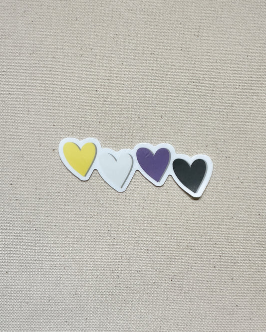 Nonbinary Subtle Pride Hearts Sticker (Matte)