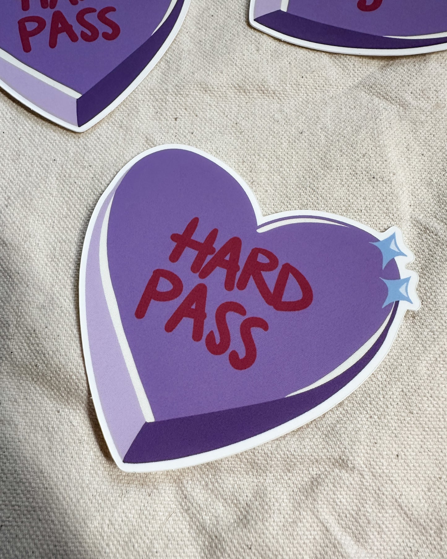 "Hard Pass" Conversation Heart (Matte Vinyl Die Cut Sticker)
