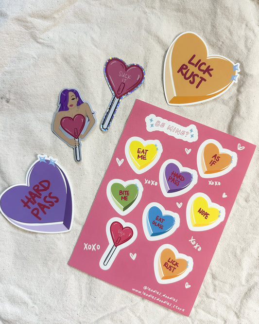 Valentine's Bundle of 4 Die Cut Stickers + 1 Sticker Sheet