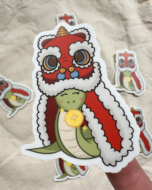 Year of the Snake Lion Dancing Sticker (Matte Vinyl Die Cut)