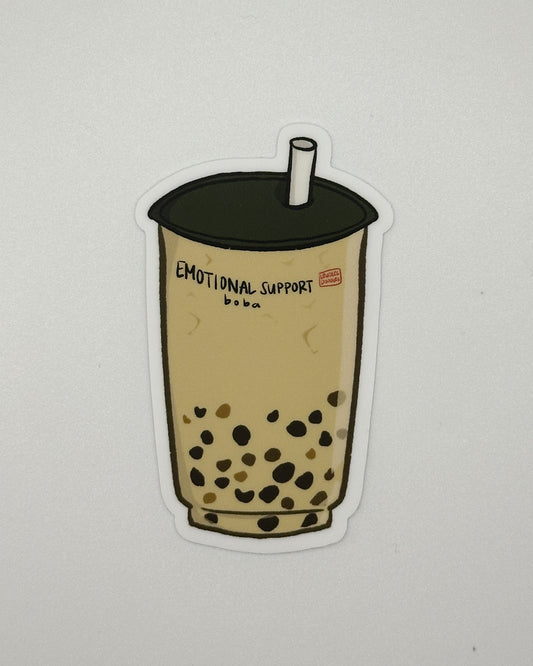 Emotional Support Boba Sticker (Matte Vinyl Die Cut)
