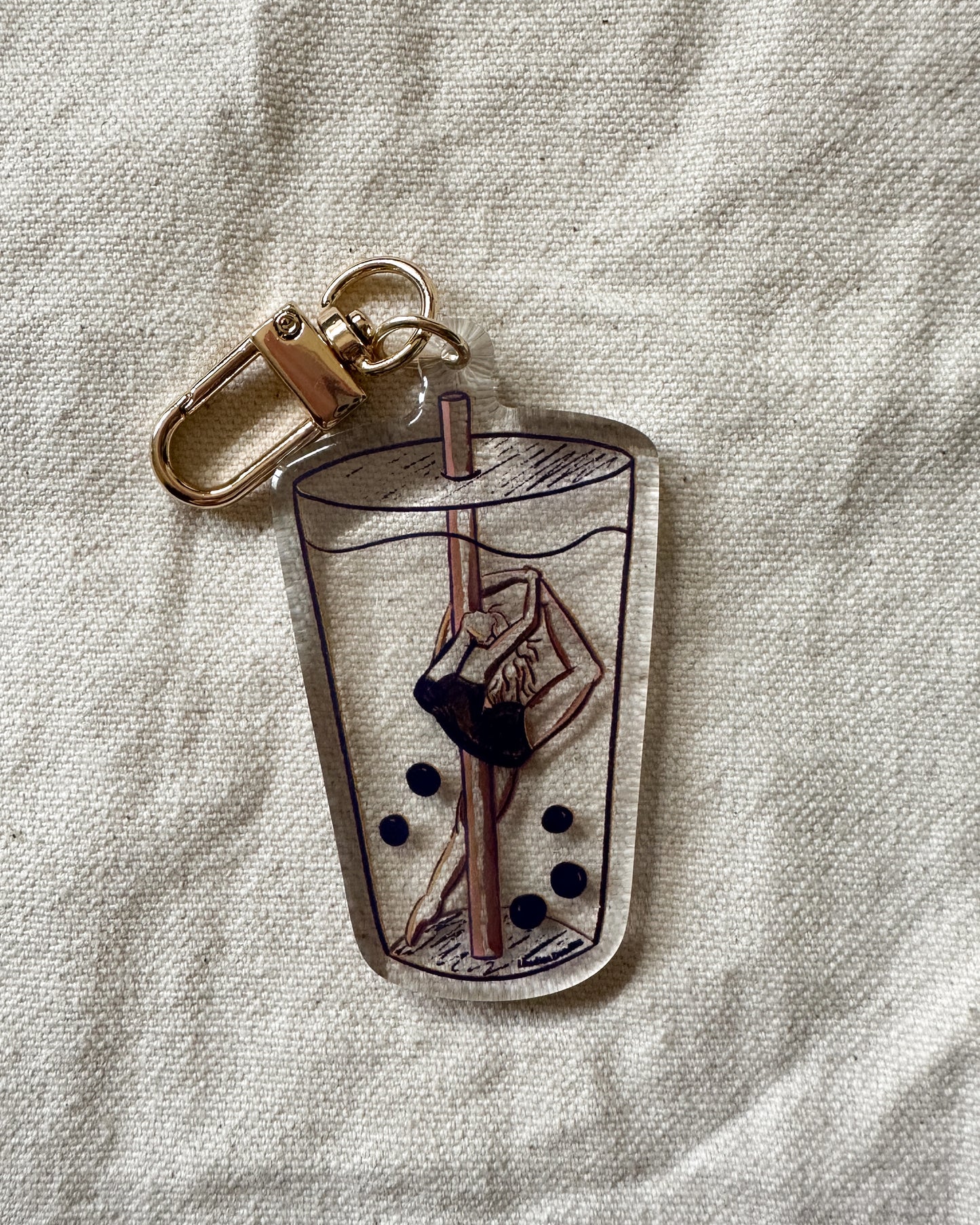 Transparent Boba Pearl Dancer Acrylic Keychain