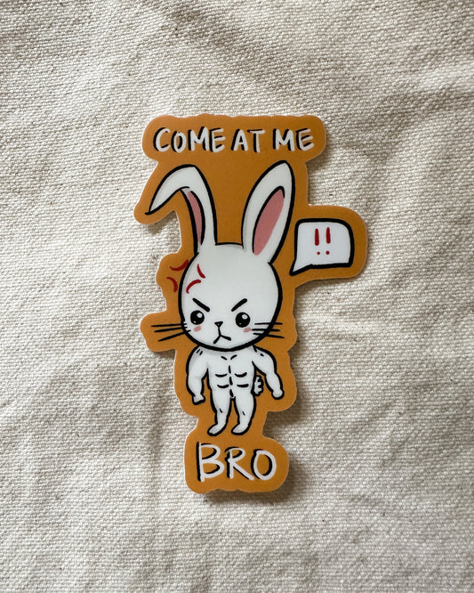 Come At Me Bro!!! Bunny Sticker (Matte Vinyl Die Cut)