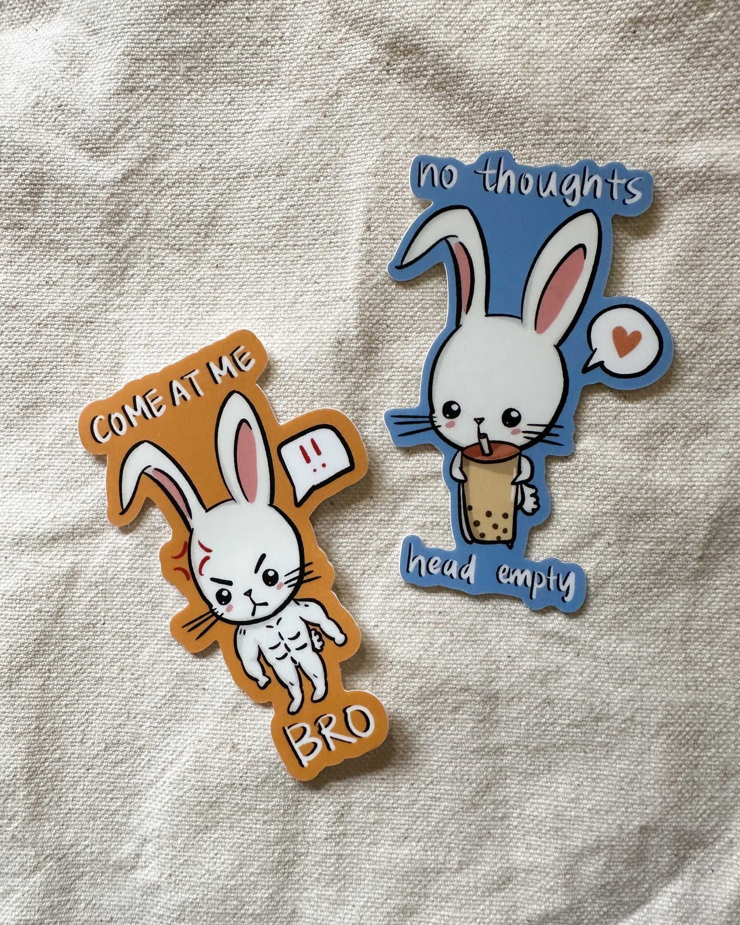 No Thoughts Head Empty Bunny Sticker (Matte Vinyl Die Cut)