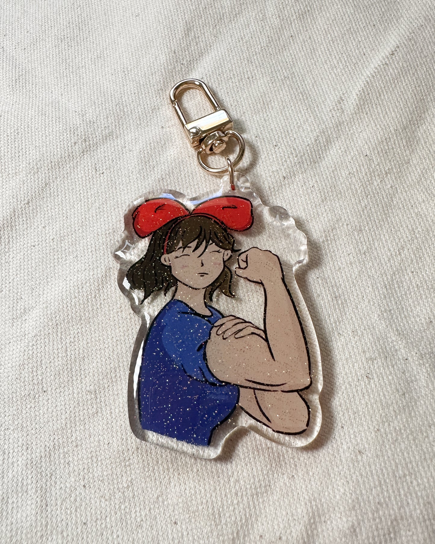 Witchy Riveter Glitter Acrylic Keychain