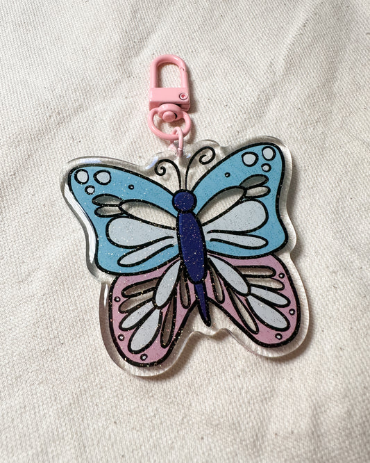 Glitter Butterfly Acrylic Keychain