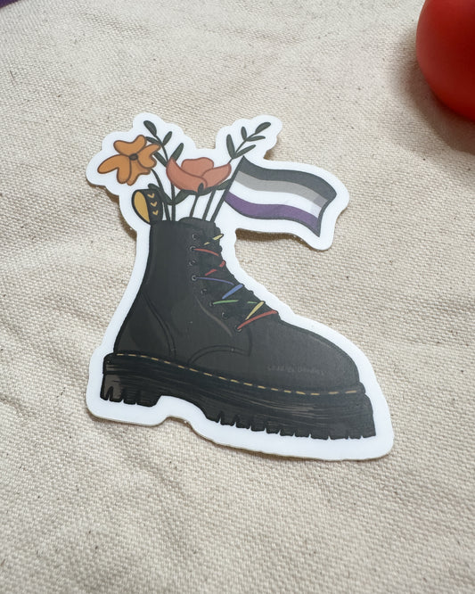 Asexual Flag Combat Boot Bouquet Sticker (Matte)