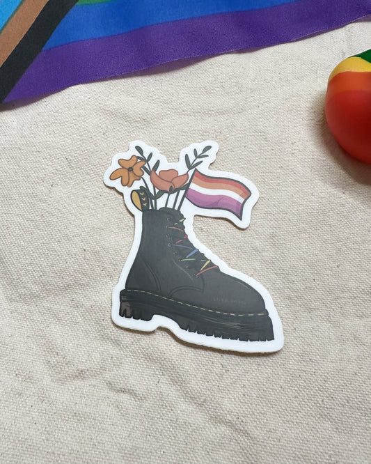 Lesbian Flag Combat Boot Bouquet Sticker (Matte)