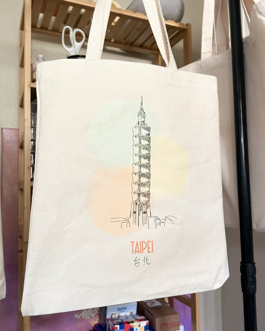 Taipei 101 Tote Bag, 12oz Organic Cotton