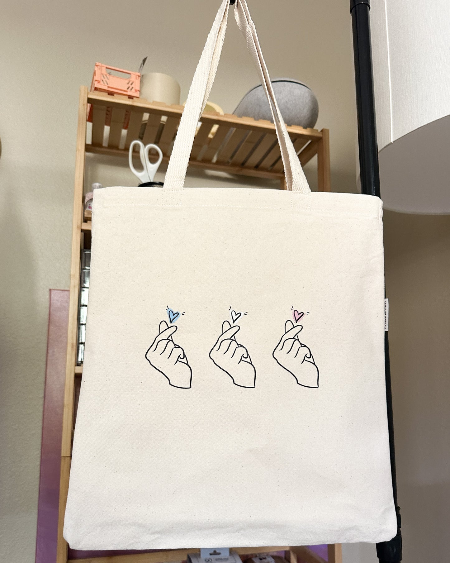 Subtle Transgender Hearts Tote Bag, 12oz Organic Cotton