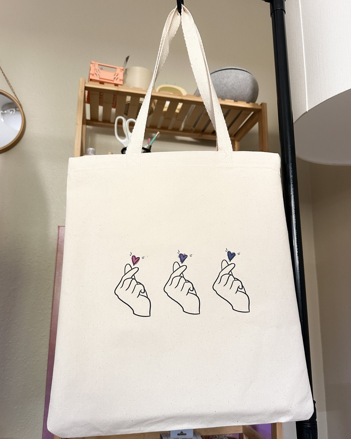 Subtle Bisexual Hearts Tote Bag, 12oz Organic Cotton