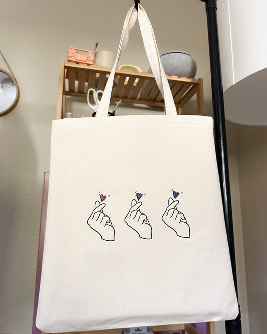 Subtle Bisexual Hearts Tote Bag, 12oz Organic Cotton