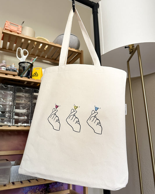 Subtle Pansexual Hearts Tote Bag, 12oz Organic Cotton