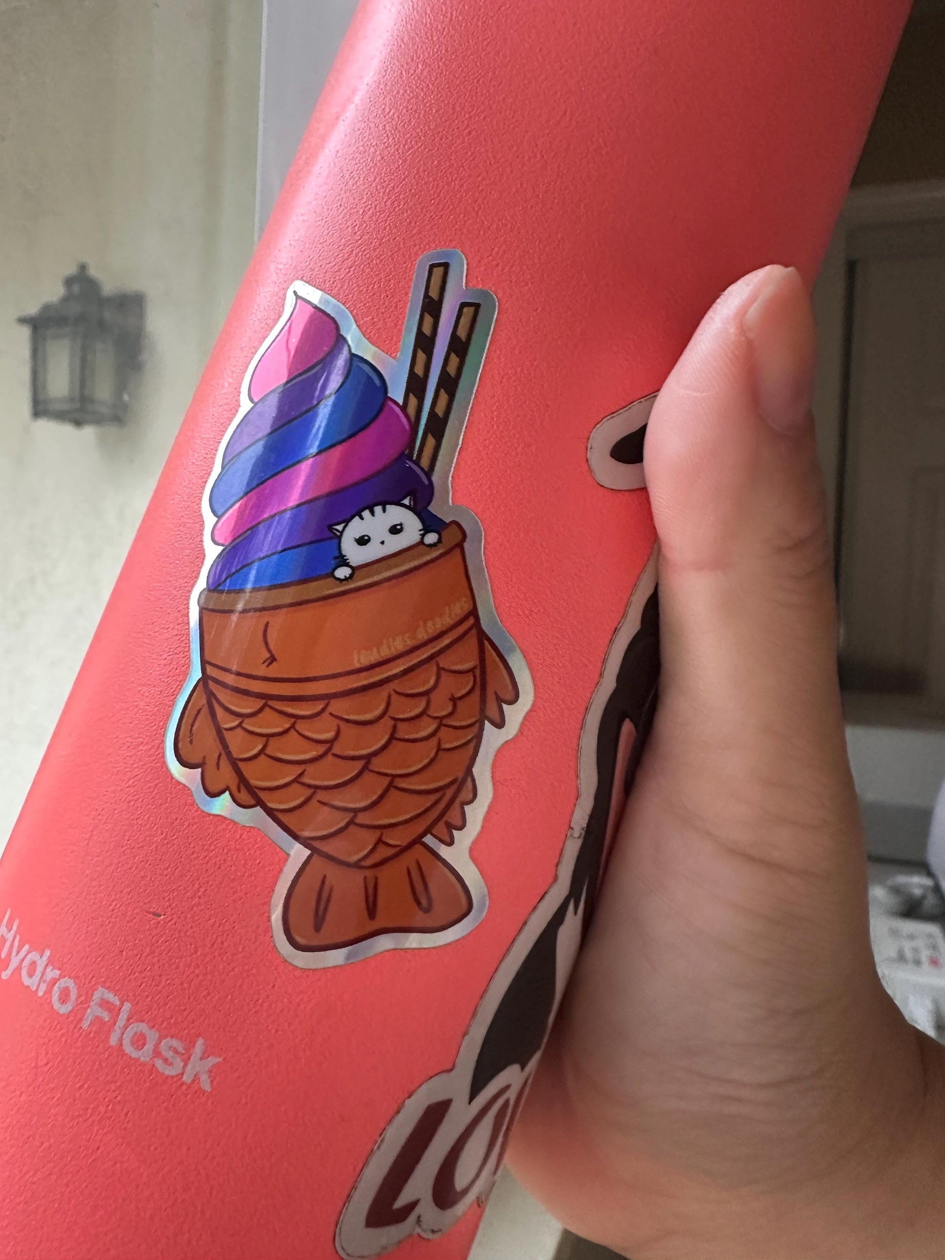 Subtle Pride Stickers, Rainbow Pride Taiyaki Ice Cream Stickers, LGBTQ+ Stickers (Holographic or Matte Vinyl Die Cut Stickers)